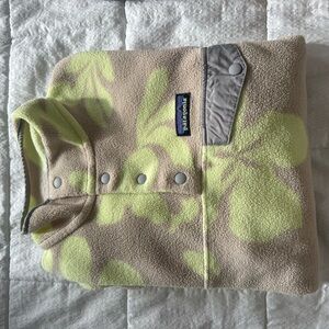 Patagonia Tan Fleece with Lime Green Floral Design